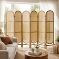 6 Panel Natural Arched Rattan Room Divider
