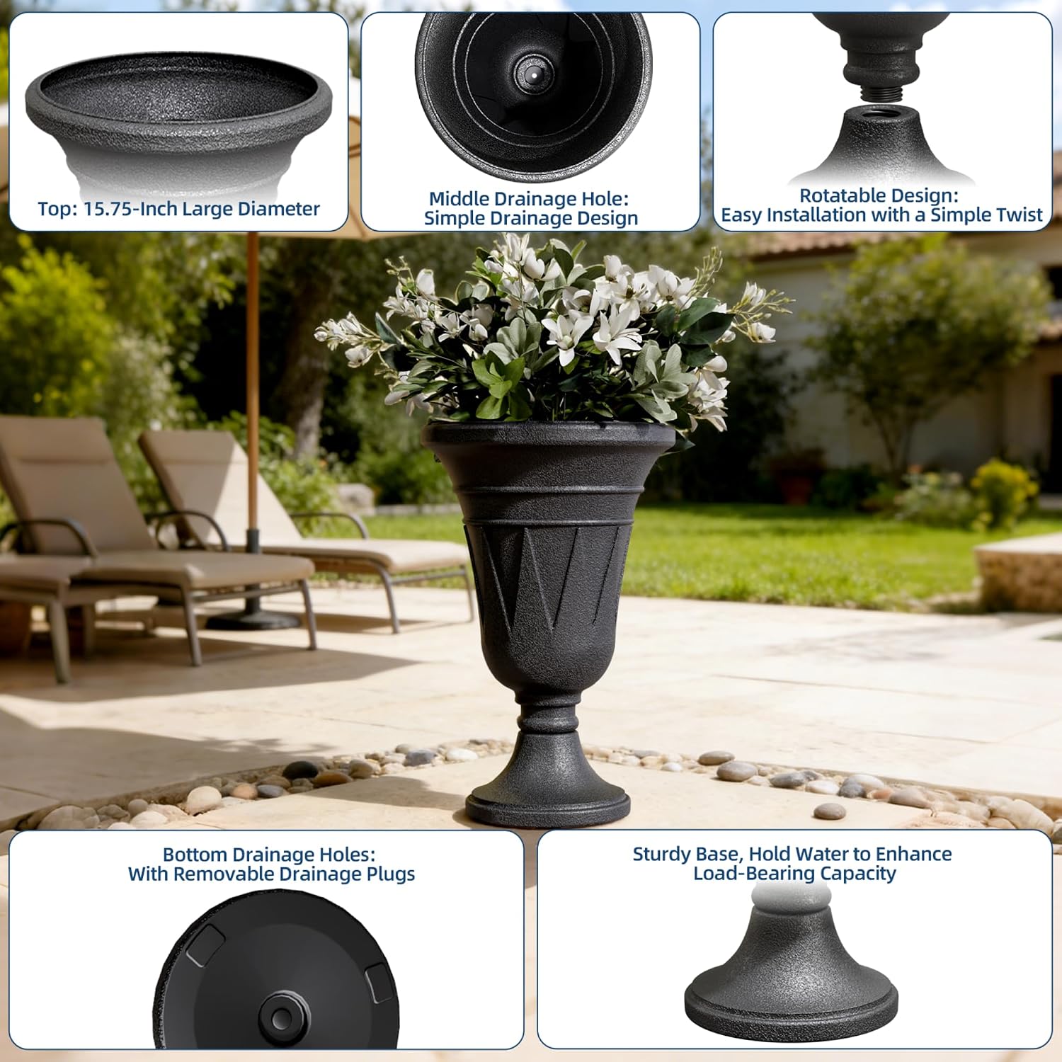 24" Tall Urn Planters