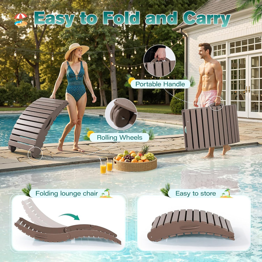 2 Pack Sand HDPE Pool Lounge Chair