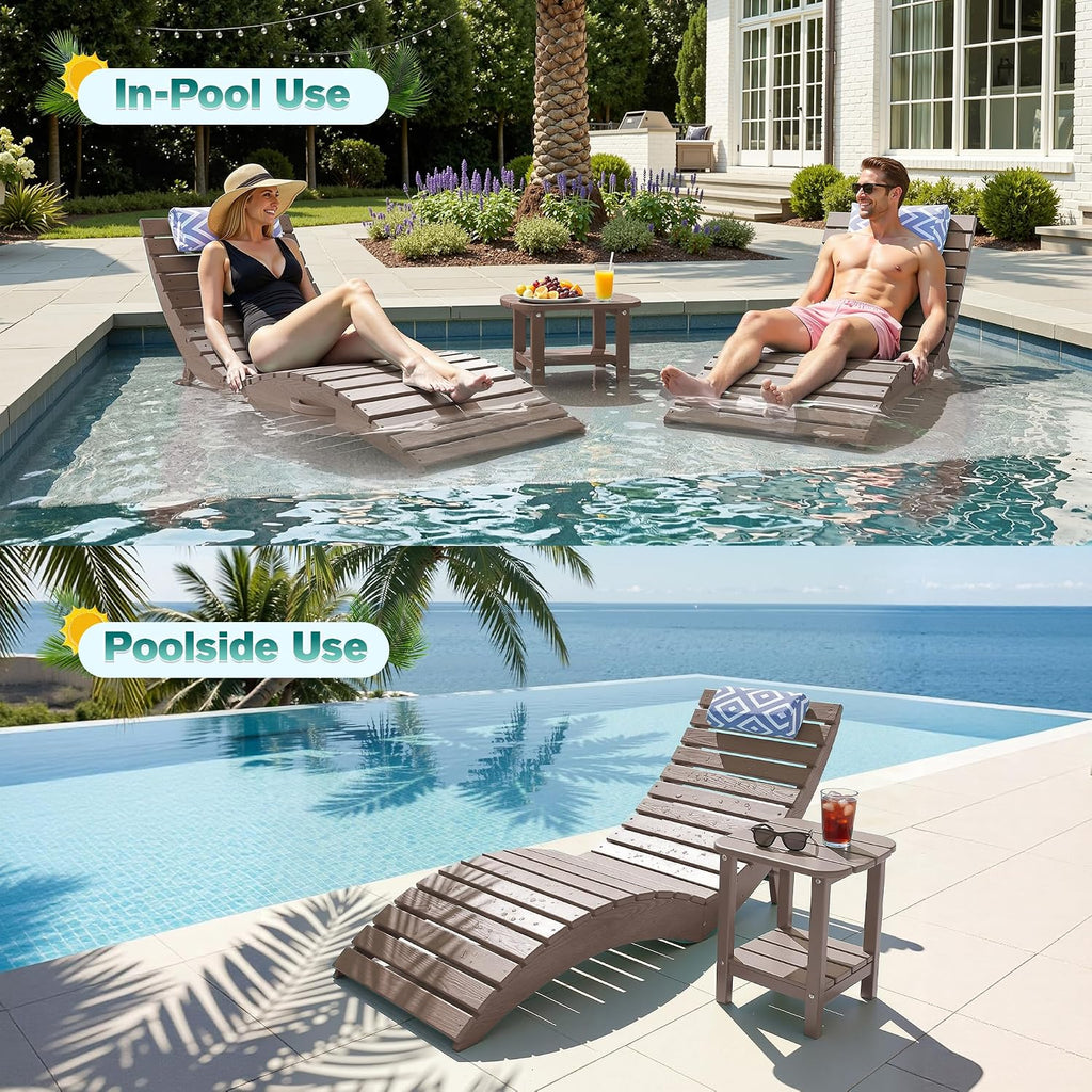 2 Pack Sand HDPE Pool Lounge Chair