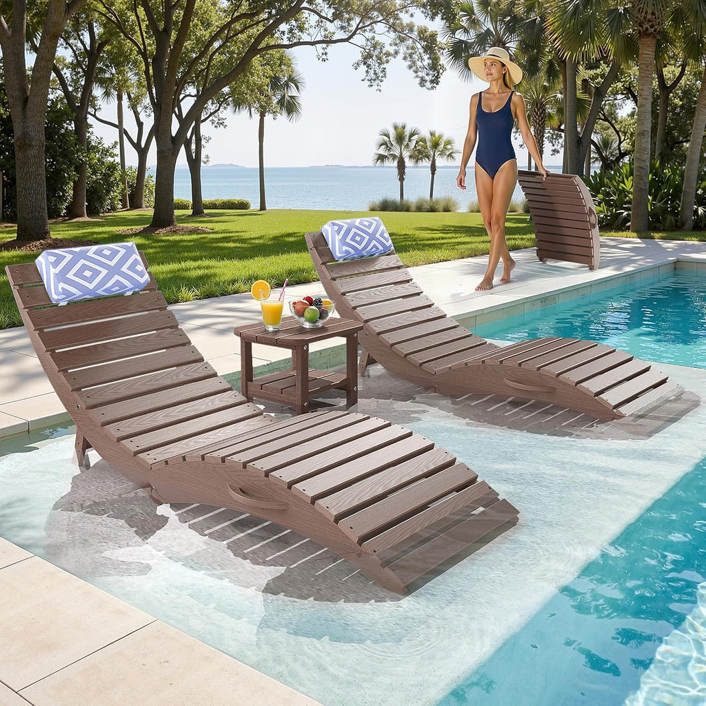 2 Pack Sand HDPE Pool Lounge Chair
